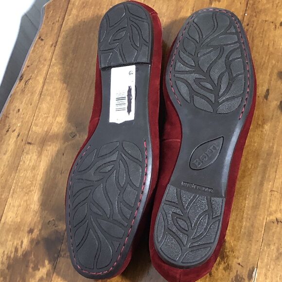 BORN Moccasin Loafers Women’s 10 Red Burgandy Suede Leather Slip On Holiday New - Picture 9 of 12